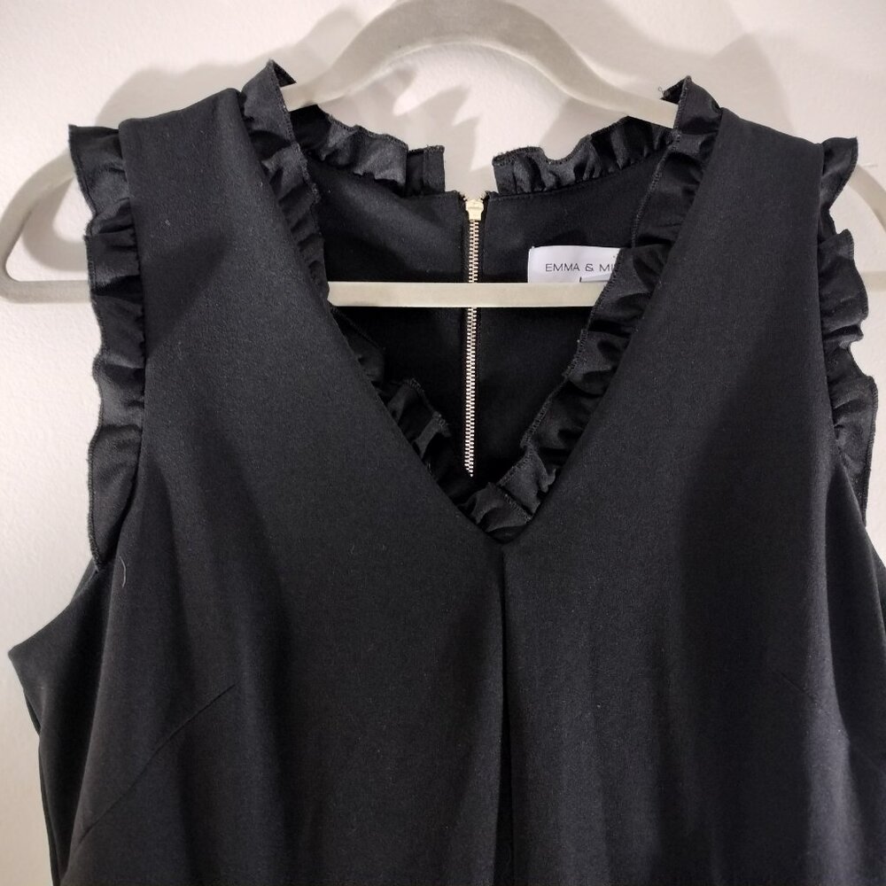 Emma & Michele V-Neck Sleeveless Jumpsuit (Black)
